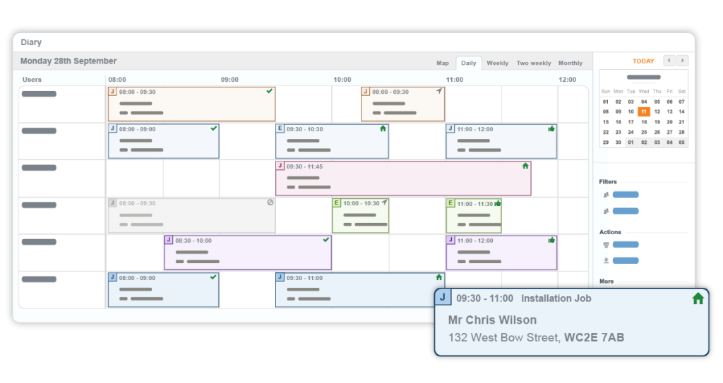 Service scheduling web view