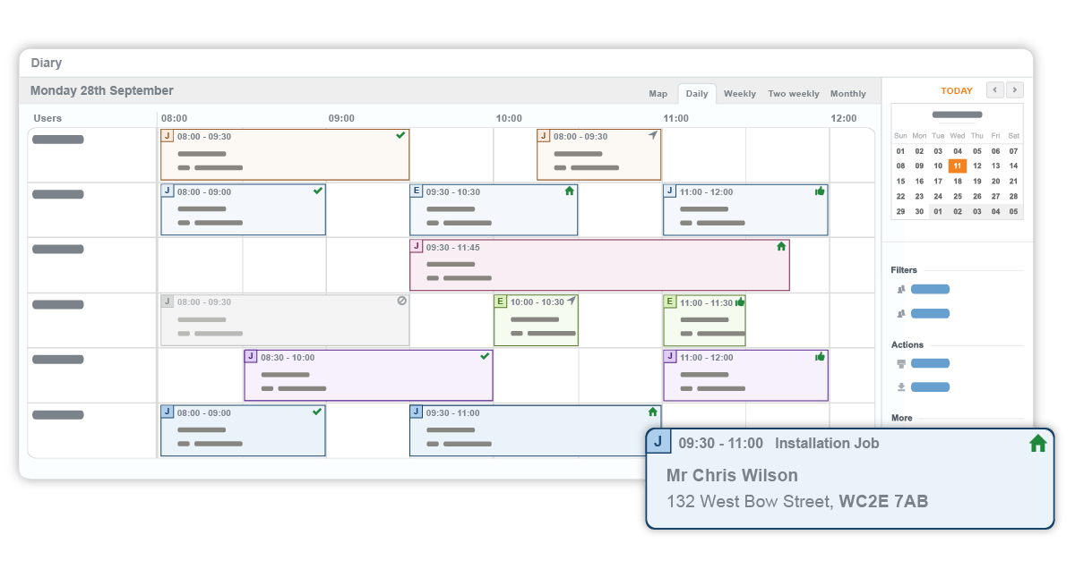 Service scheduling web view