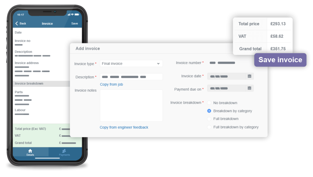 Invoicing on mobile and web