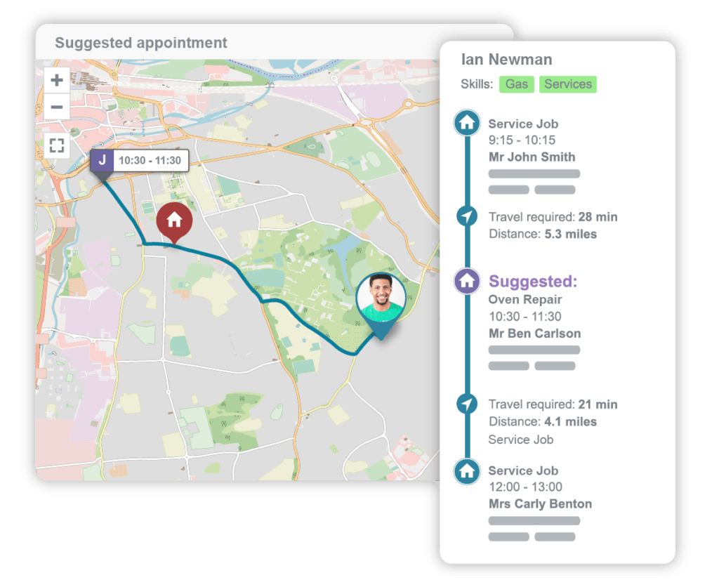 Intelligent scheduling software suggested route