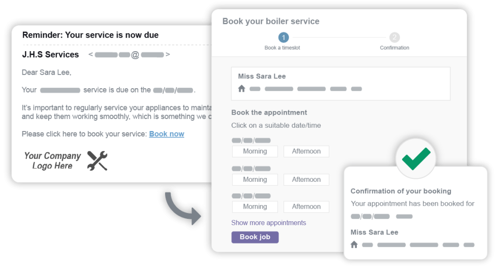 Booking portal for service reminders