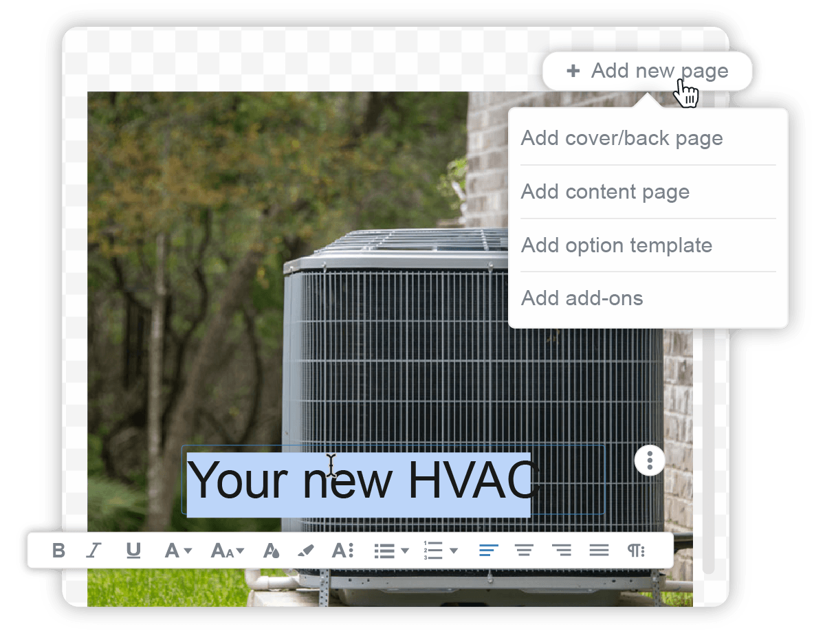 HVAC proposal built in commusoft sales software