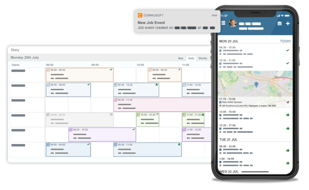 Service scheduling on web and mobile