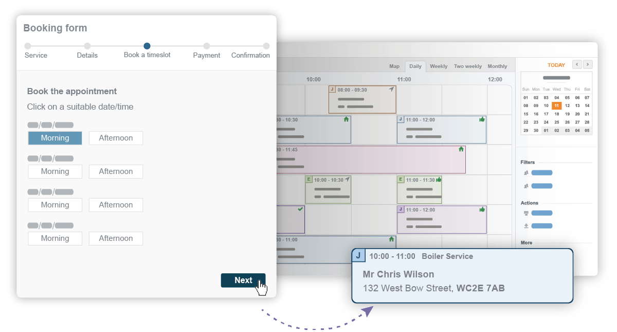 Online appointment system and team kanban calendar