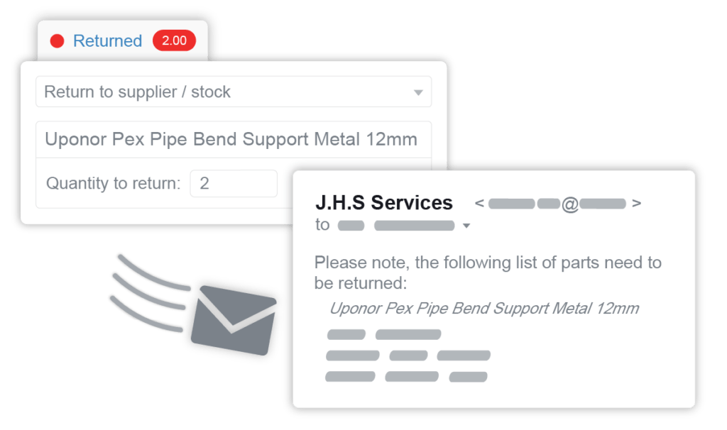 Stock control supplier returns software