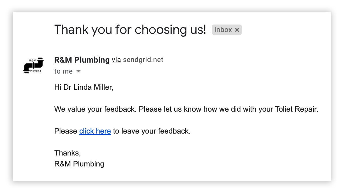 Plumbing email