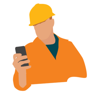 Engineer looking up the details of a gas safety check on their phone