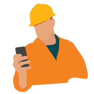 Engineer looking at a plumber app