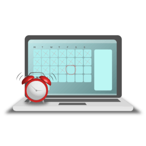 laptop icon with alarm for sending service reminder email