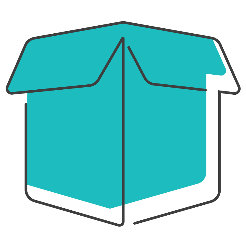 Customer database management box icon