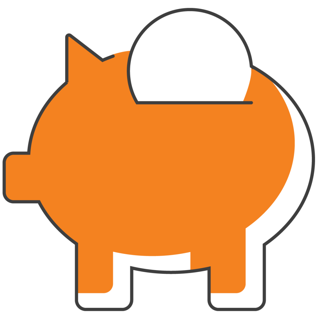 Piggy bank of savings to monitor cost and expenses