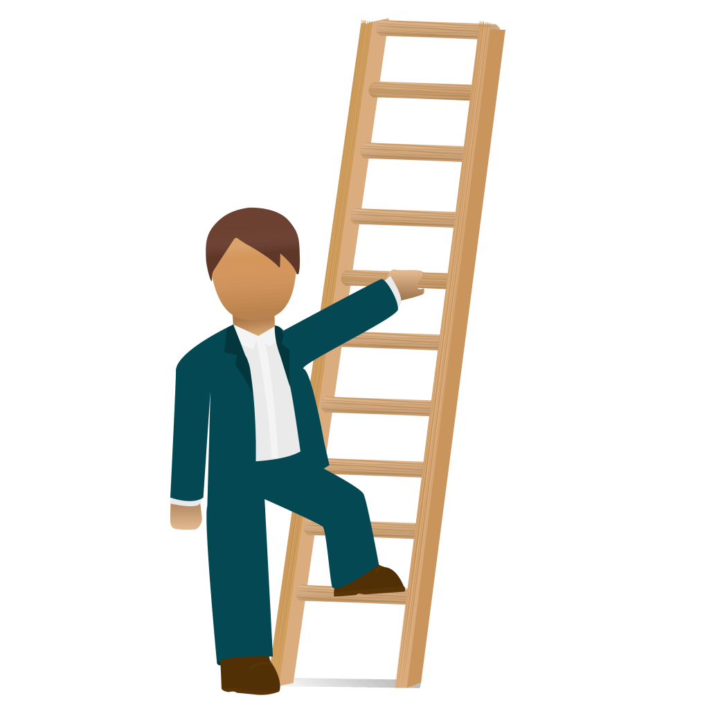 man climbing ladder to illustrate sending service reminder email success