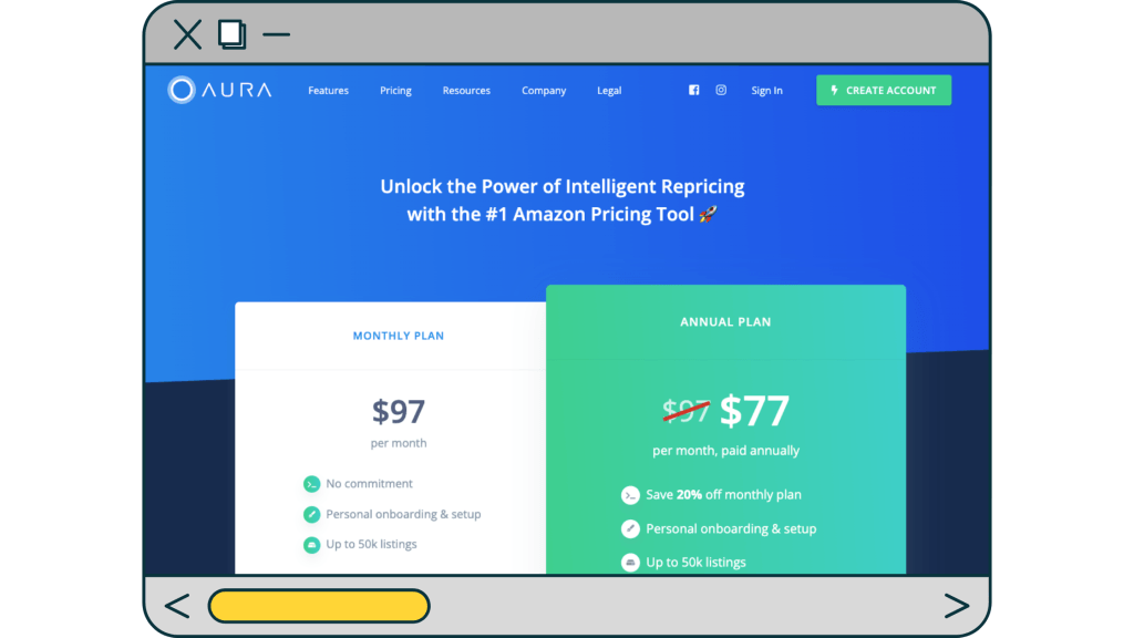 aura price page screenshot