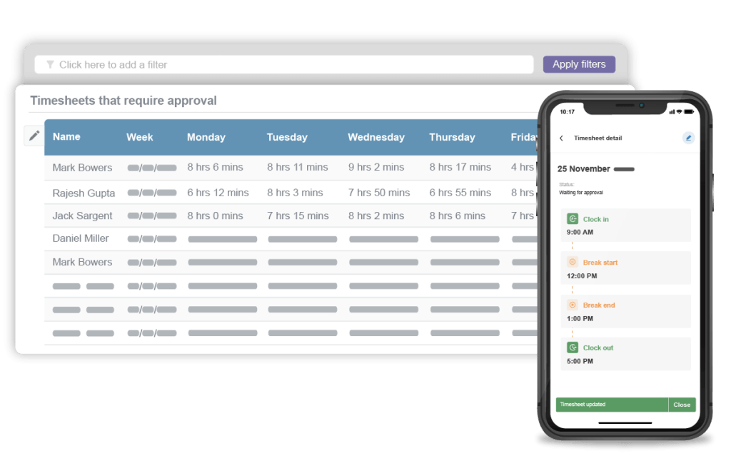 Timesheet software and mobile time tracking