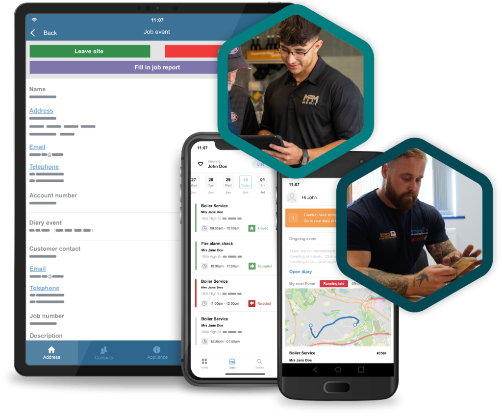 technicians using the commusoft mobile app